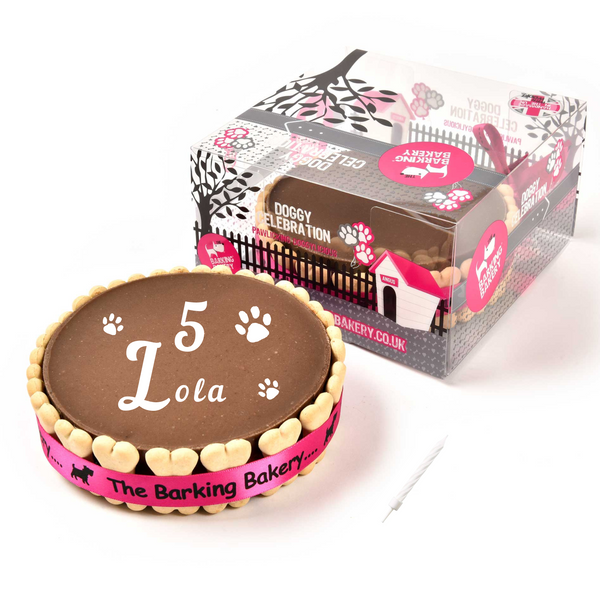 HANDWRITTEN Carob Pawty Cake Doggy Custom Made Treats UK The Barking Bakery