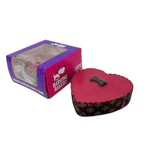 Pink Heart Yoghurt Topped Pawty Cake with candle