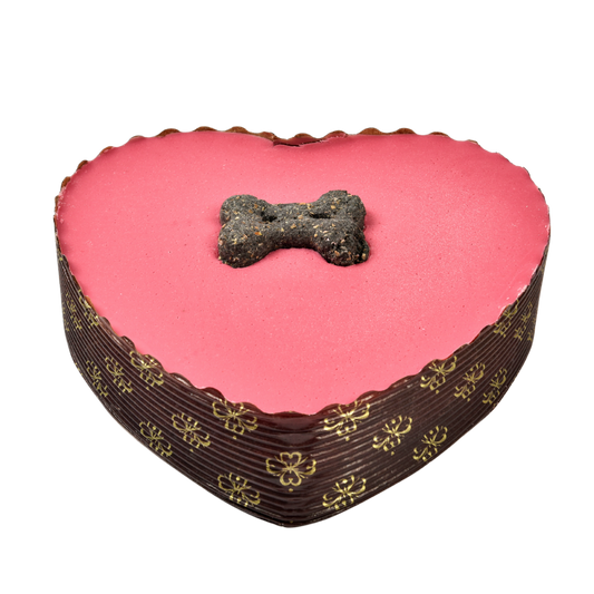 Pink Heart Yoghurt Topped Pawty Cake with candle