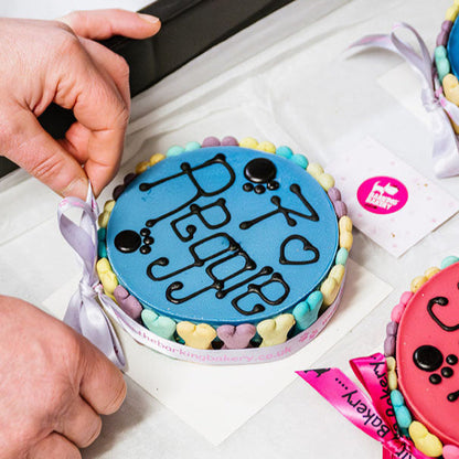 Handwritten Blue Yoghurt Topped Pawty Cake (Please allow 5-7 working days delivery)