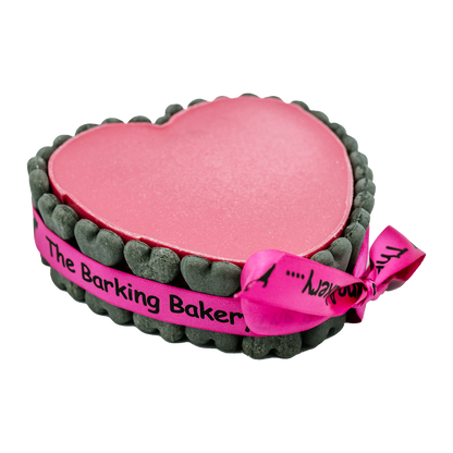 Pink Heart Shaped Pawty Cake with Ribbon & Bones | Cake for Dogs