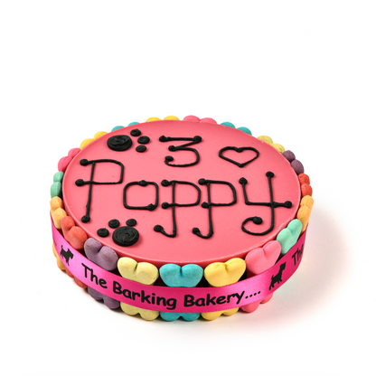 Handwritten Pink Yoghurt Topped Pawty Cake (Please allow 5-7 working days delivery)