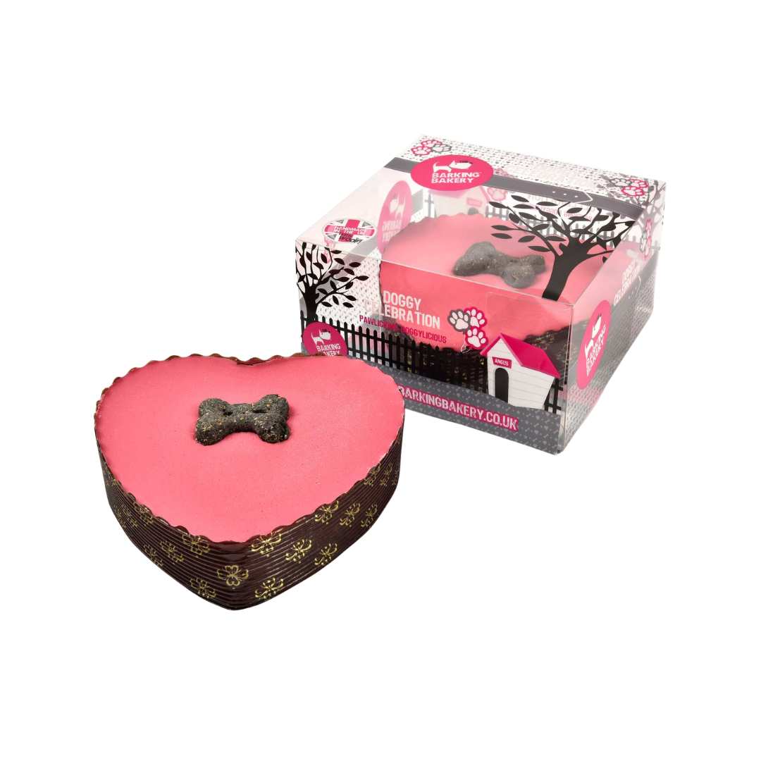 Pink Heart Yoghurt Topped Pawty Cake with candle