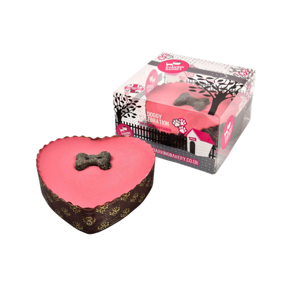 Pink Heart Yoghurt Topped Pawty Cake with candle