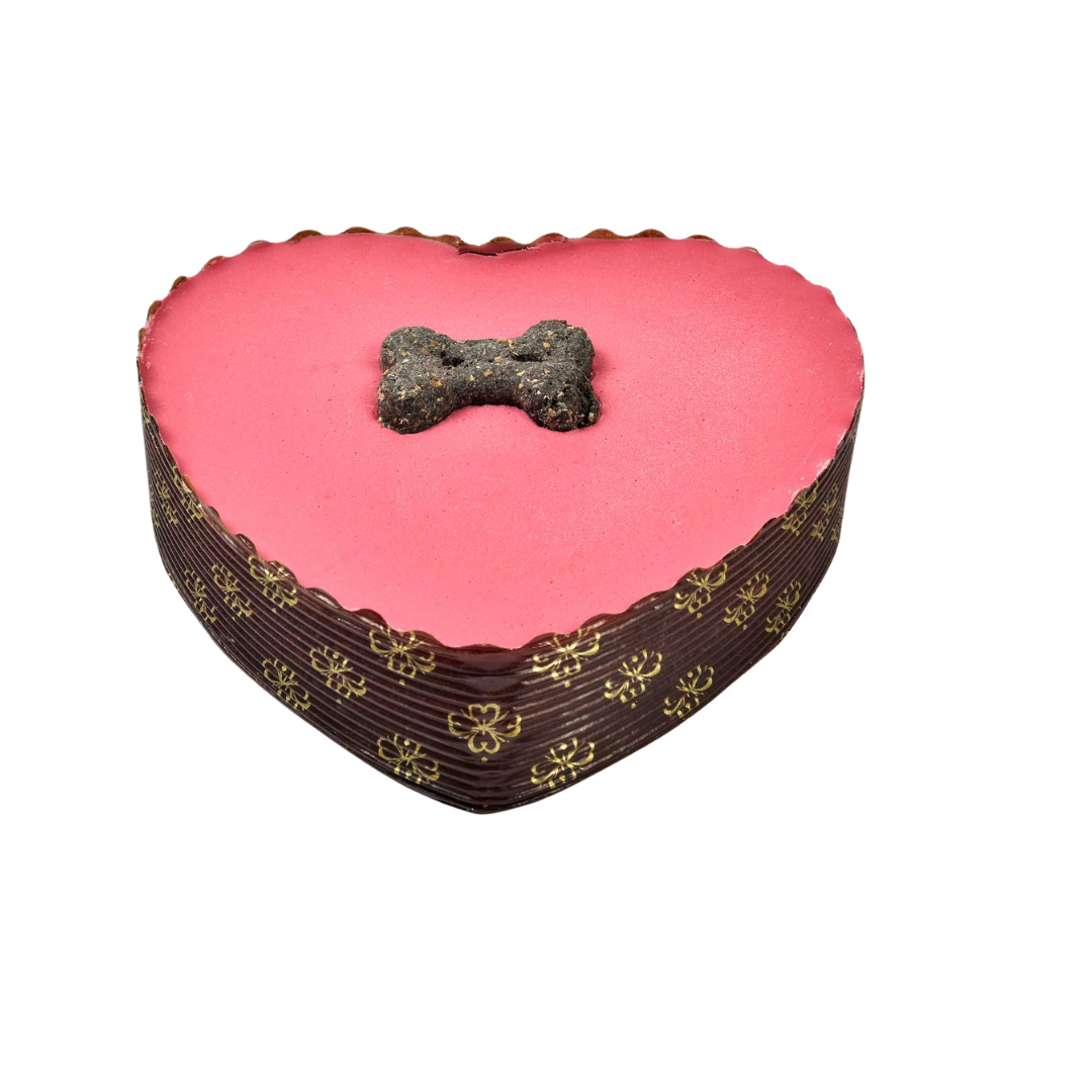 Pink Heart Yoghurt Topped Pawty Cake with candle