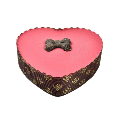 Pink Heart Yoghurt Topped Pawty Cake with candle