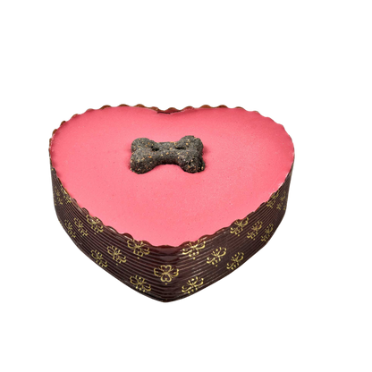 Pink Heart Yoghurt Topped Pawty Cake with candle