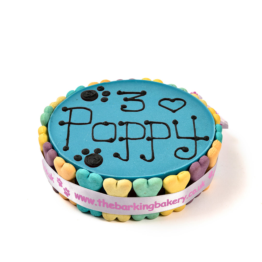 Handwritten Blue Yoghurt Topped Pawty Cake (Please allow 5-7 working days delivery)
