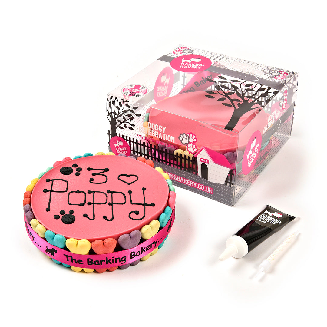 Handwritten Pink Yoghurt Topped Pawty Cake (Please allow 5-7 working days delivery)